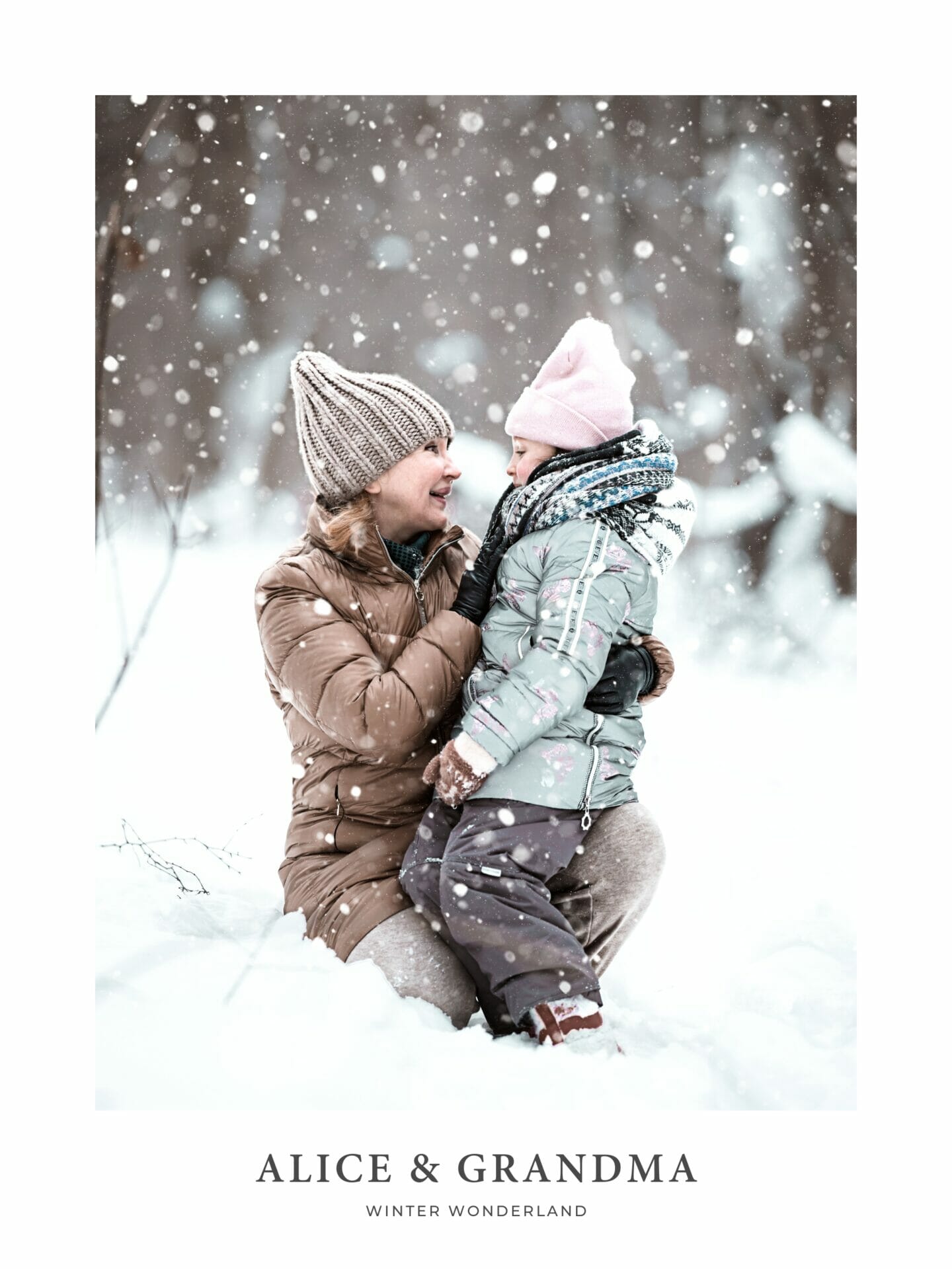 Poster of girl and grandma in snow