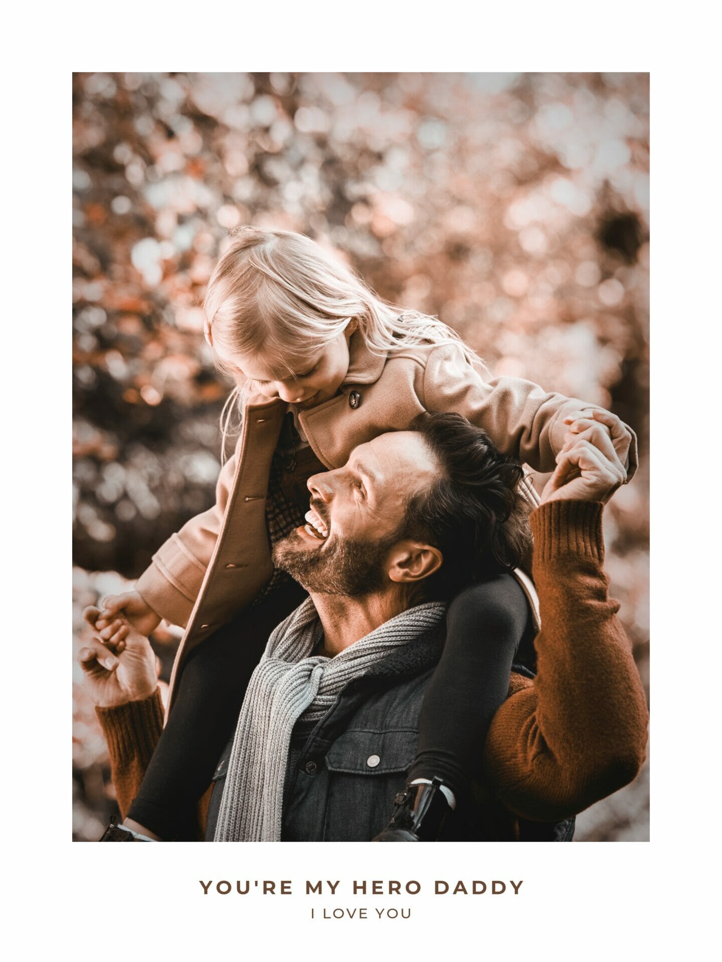 Poster of father carrying daughter on shoulders