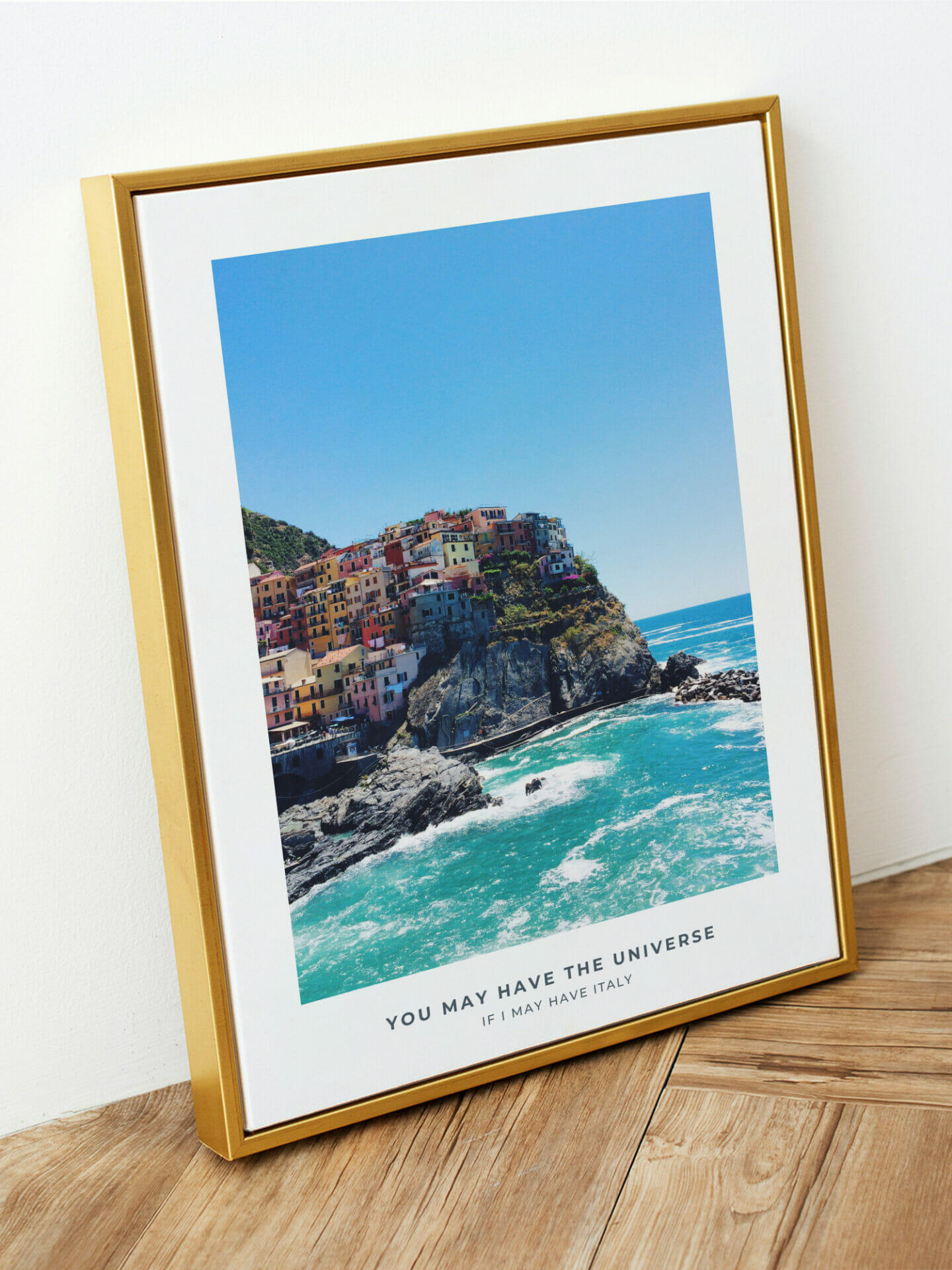 Poster of city of Cinque Terre by the sea in interior
