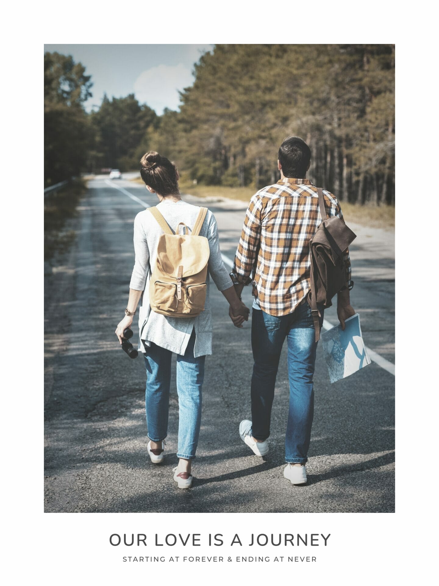 Poster of couple walking down a road together