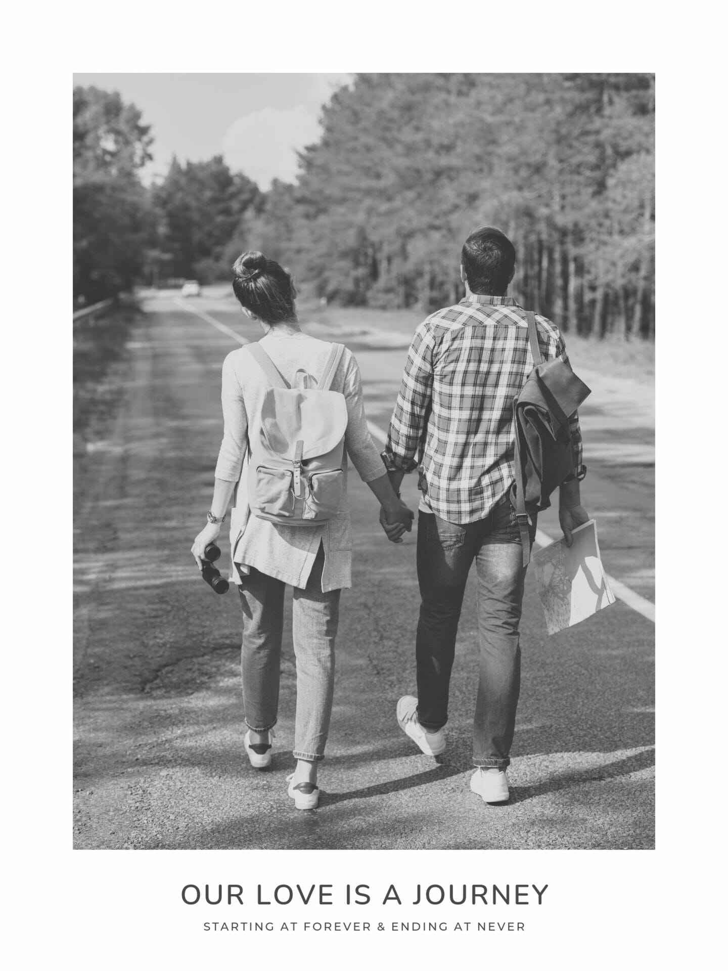 Poster of couple walking down a road together
