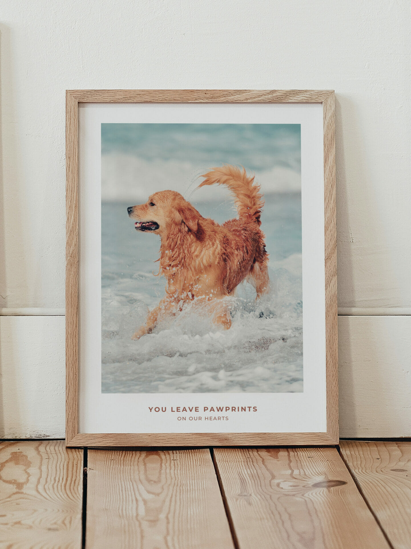 Photo poster of dog running on beach in interior