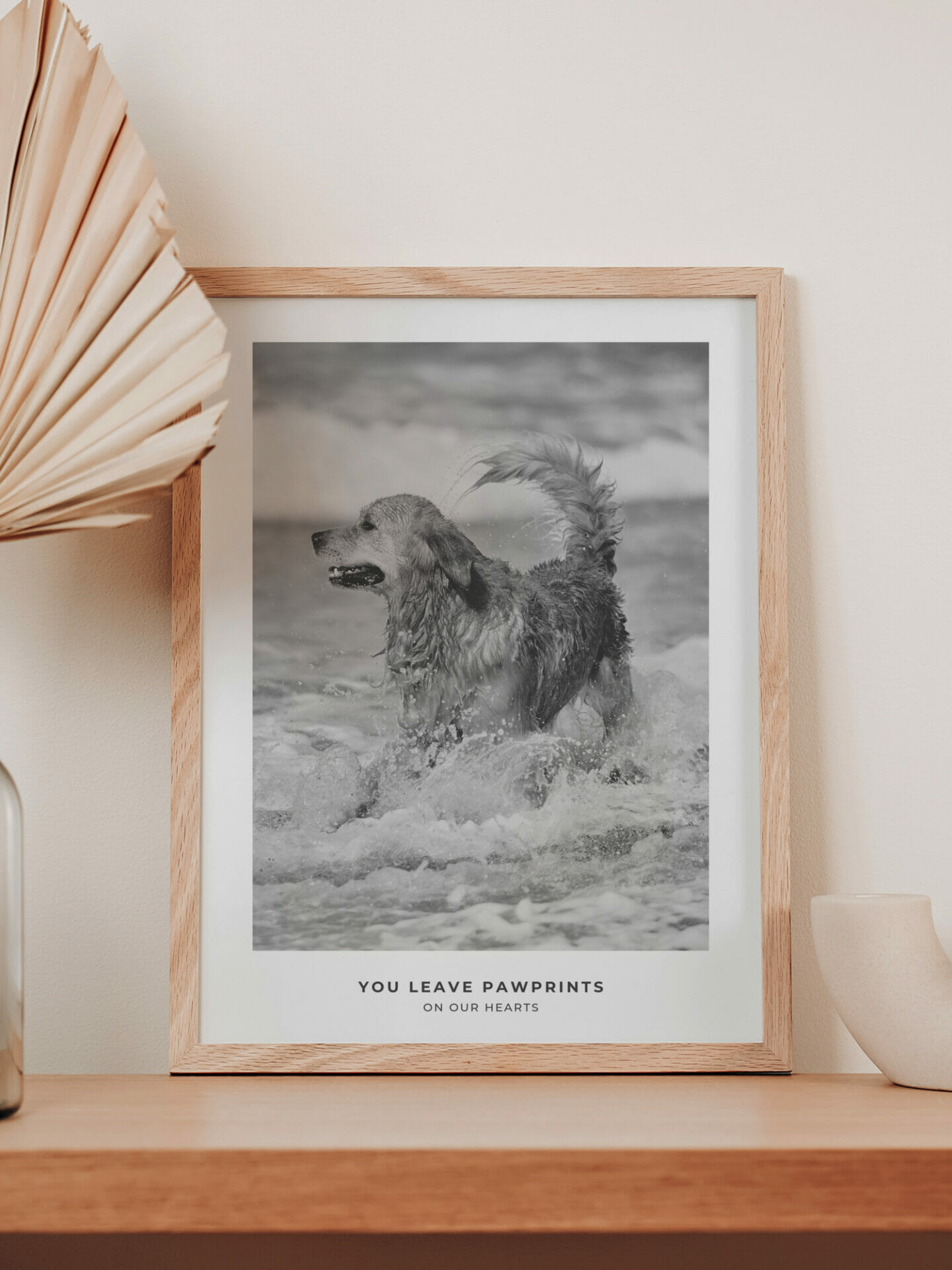 Photo poster of dog running on beach in interior